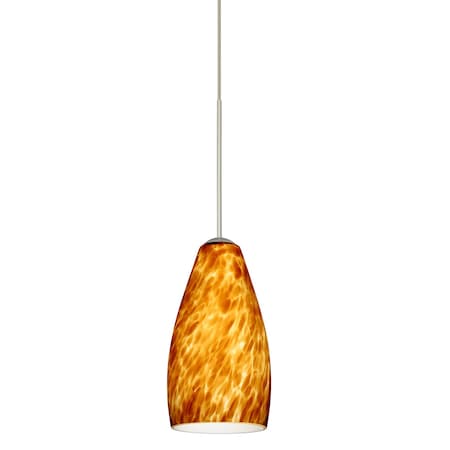 Besa Lighting Karli Cord Pendant, Amber Cloud, Satin Nickel Finish, 1x5W LED 1XT-719818-LED-SN